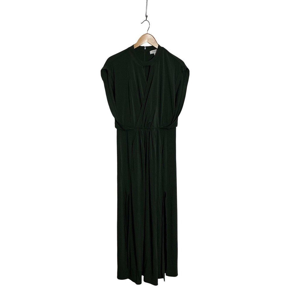 COS Medium Olive Green Jersey Keyhole Draped Maxi Dress